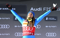 Sofia Goggia sul podio della libera di Cortina d&#039;Ampezzo