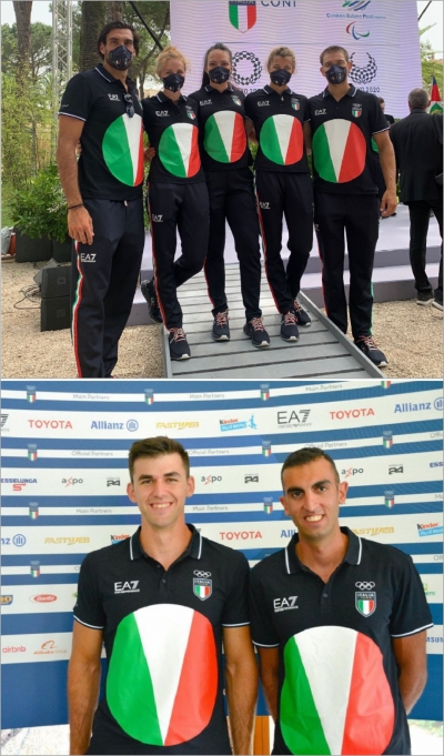 La Squadra Olimpica di Canoa e Canottaggio alla consegna del Tricolore ai Portabandiera Olimpici e Paralimpici