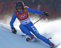 Manuela Moelgg in azione nel gigante olimpico