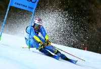 Luca De Aliprandini in azione oggi a Cortina