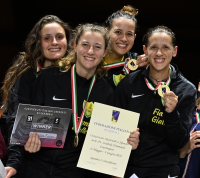 La squadra di sciabola femminile è campione d&#039;Italia