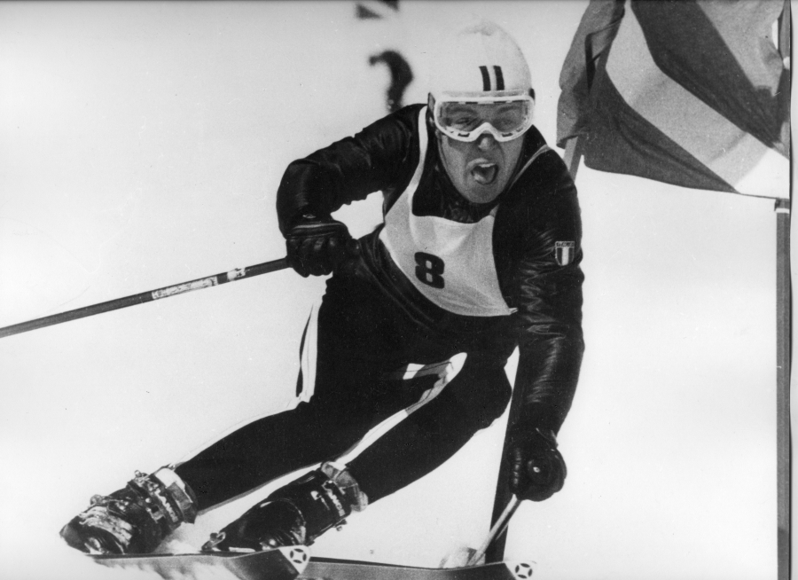 Gustavo Thoeni durante le Olimpiadi di Sapporo. Nella sua carriera agonistica ha vinto la medaglia d&#039;oro nel gigante e la medaglia d&#039;argento nello slalom a Sapporo &#039;72 e l&#039;argento nello slalom a Insbruck &#039;76